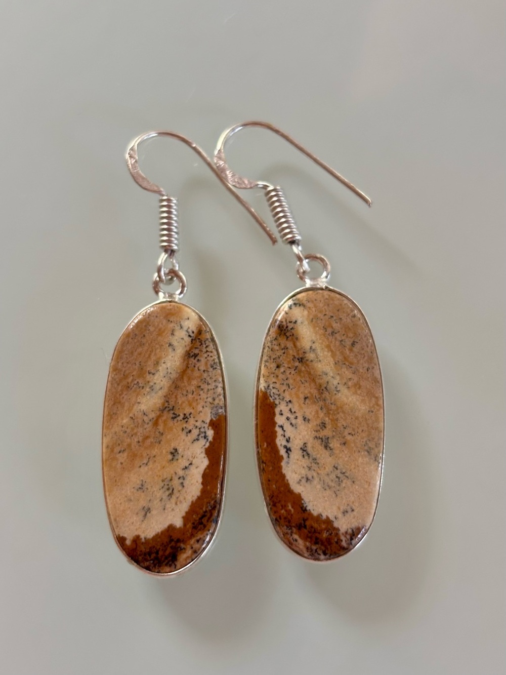 Picture Jasper Crystal Sterling Silver Earrings